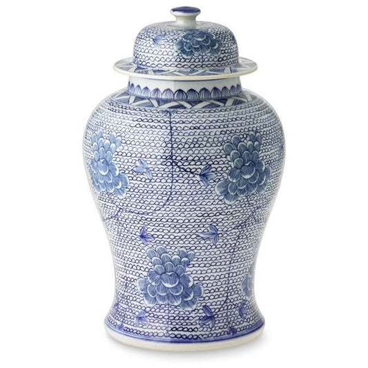 Blue and White Chain Porcelain Temple Jar 20"