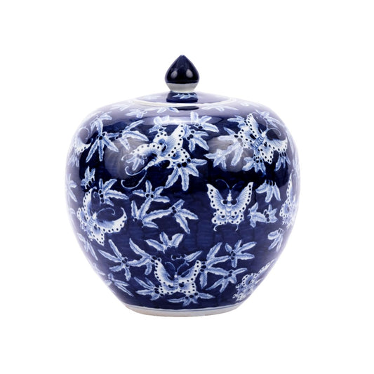 Blue And White Porcelain Butterfly Melon Jar