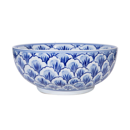 Blue and White Lucky Leaf Bowl 16" Diameter