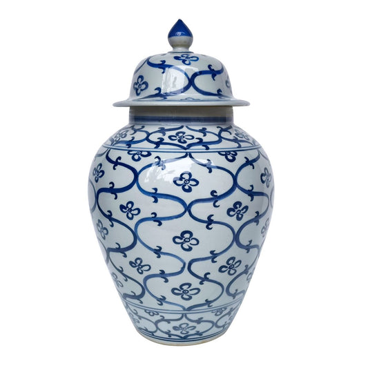 Blue and white Porcelain Roma Temple Jar 18"