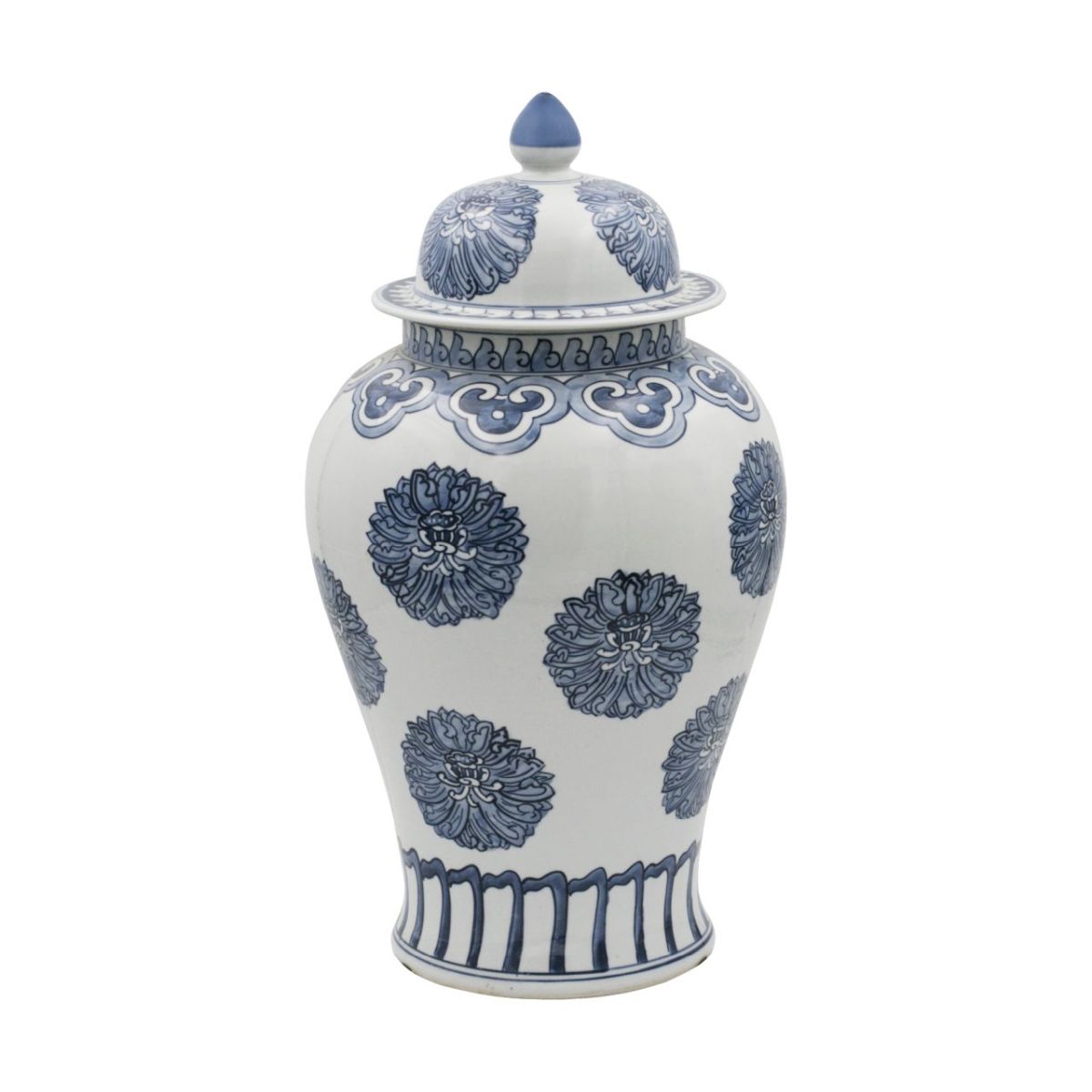 Blue And White Multi Flowers Porcelain Temple 20"