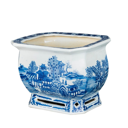 Blue And White Porcelain Landscape Foot Bath