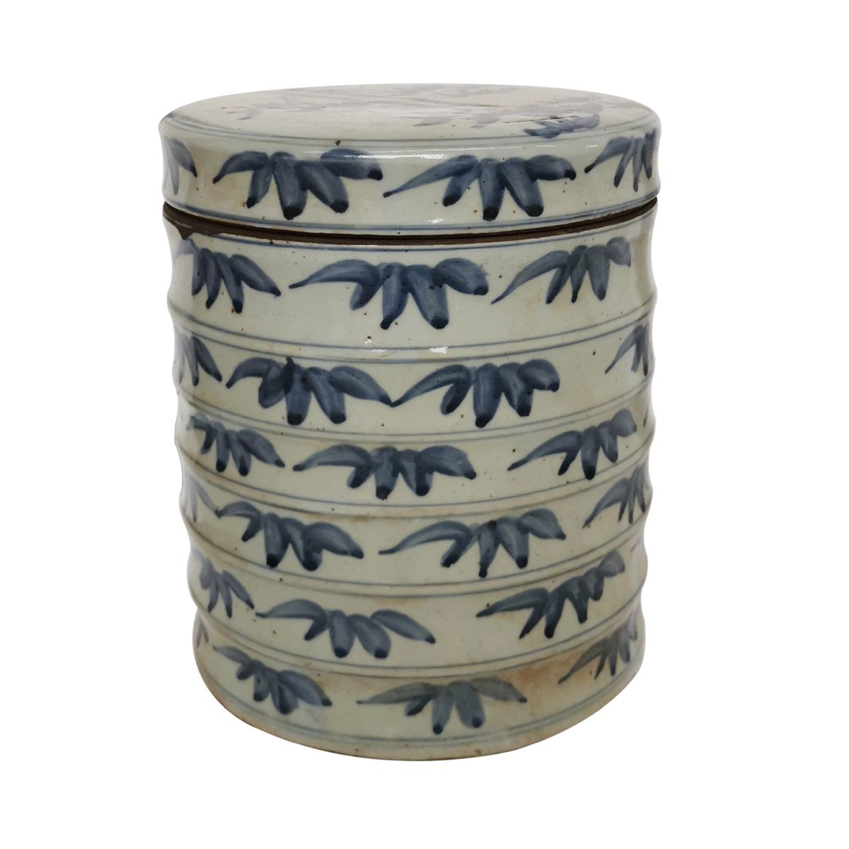 Blue And White Bamboo Dim Sum Box 10"