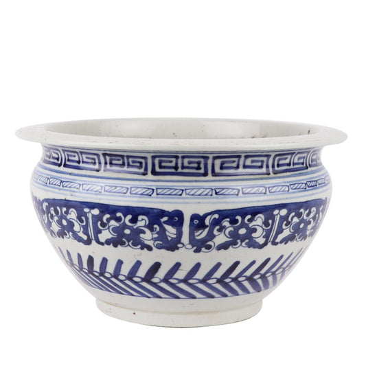 Blue And White Buddha Begging Bowl Planter 10"Diameter