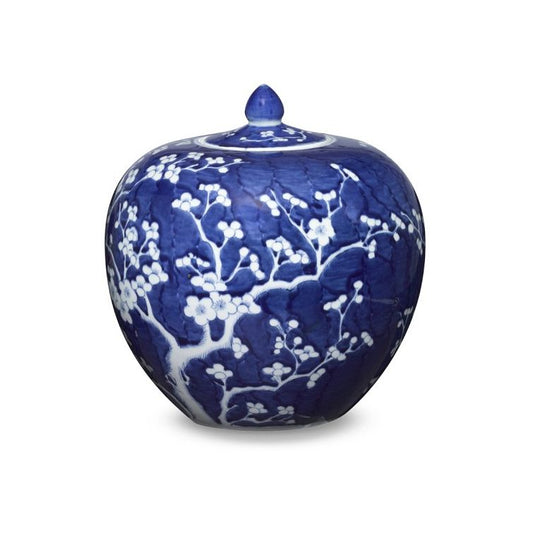 Blue and White Cherry Plum Melon Jar