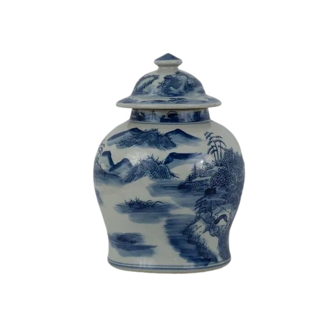 Blue and White Landscape Porcelain Ginger Jar 13