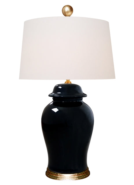 Black Porcelain Temple Jar Table Lamp 33