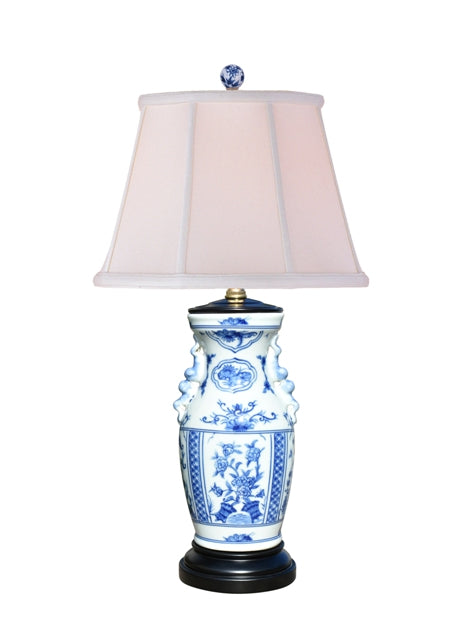 Blue and White Floral Vase Porcelain Table Lamp 23"