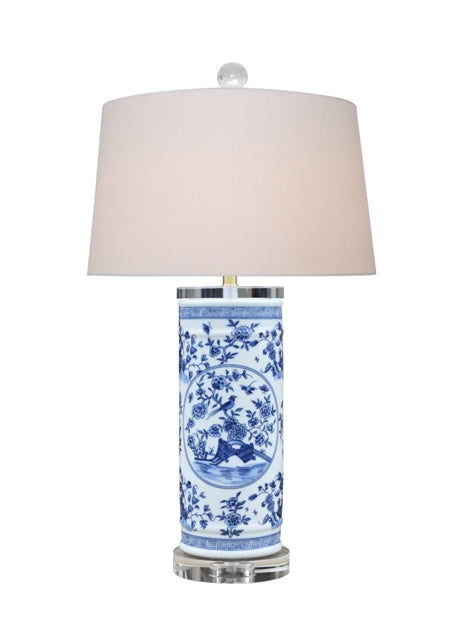 Blue and White Medallion Vase Table Lamp 26"