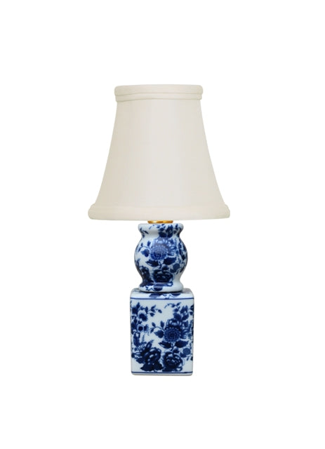 Blue and White Powder Room Porcelain Lamp 11"