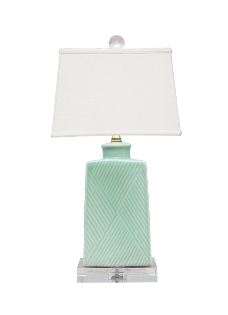 Celadon Patterned Table Lamp 23"