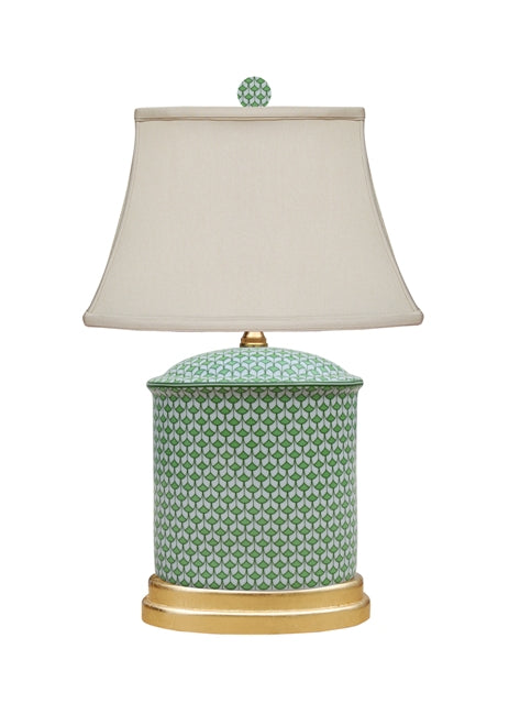 Green Scale Oval Flat Jar Table Lamp 19.5"