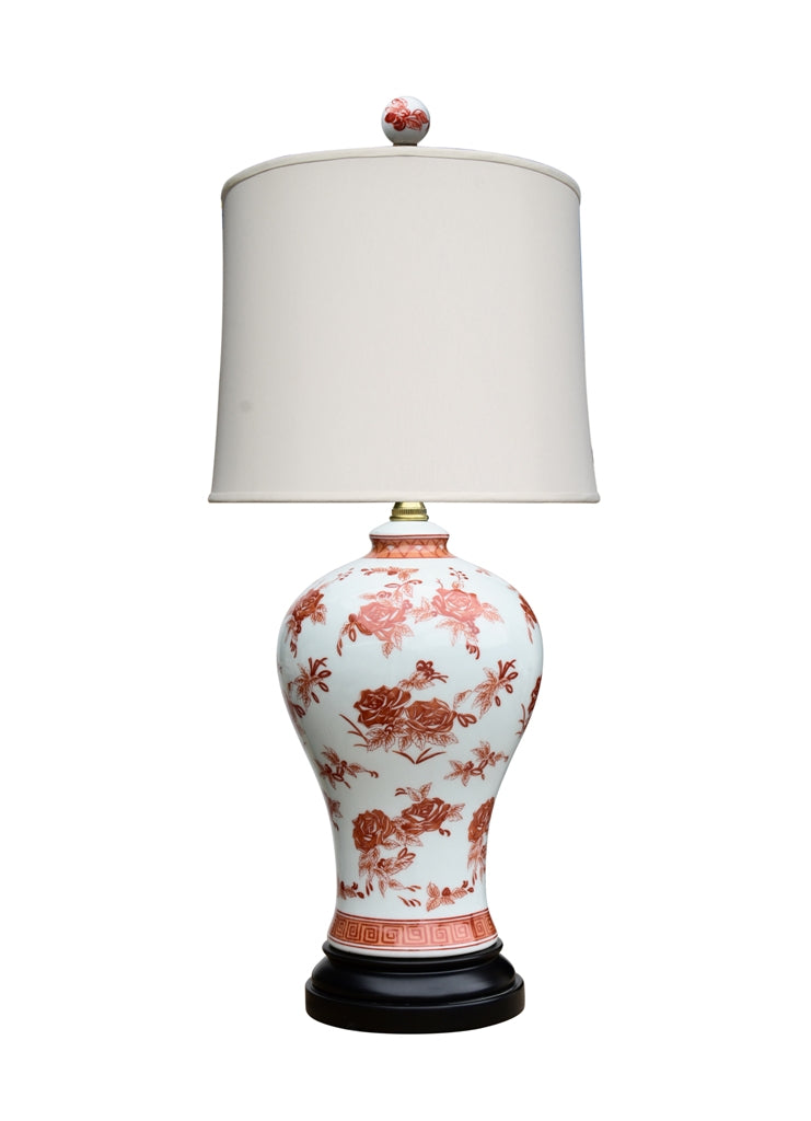 Orange Floral Vase Porcelain Lamp 23