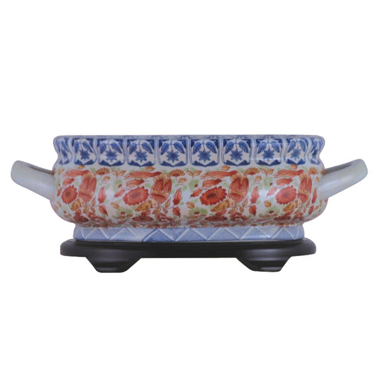 Floral Porcelain Footbath With Base