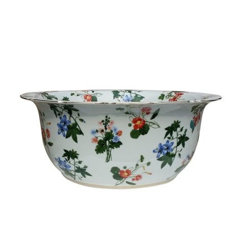 Floral Lipped Porcelain Bowl 16"