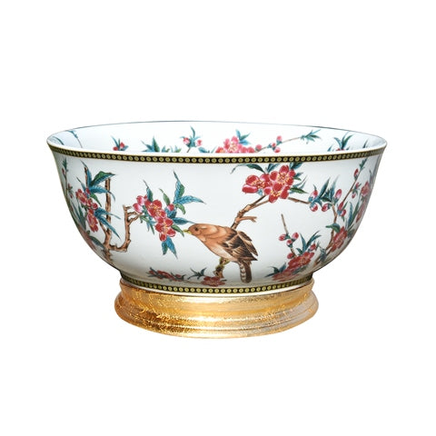 Floral bird Motif Porcelain Bowl 14" Diameter