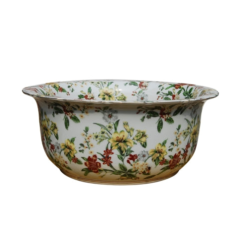 Large Porcelain Floral Motif Bowl 16" Diameter