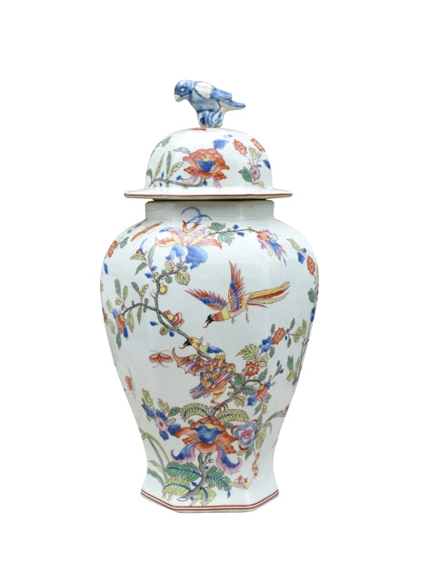 Floral Hexagonal Porcelain Temple Jar 15