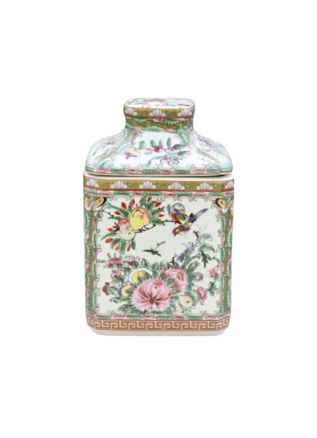 Square Porcelain Rose Medallion Candy Box 8