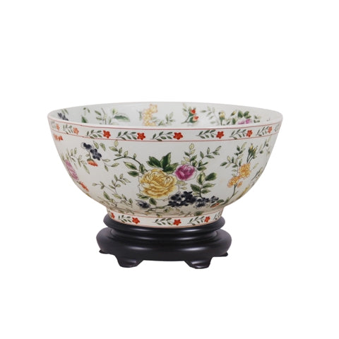 Floral Motif Porcelain Bowl 12"