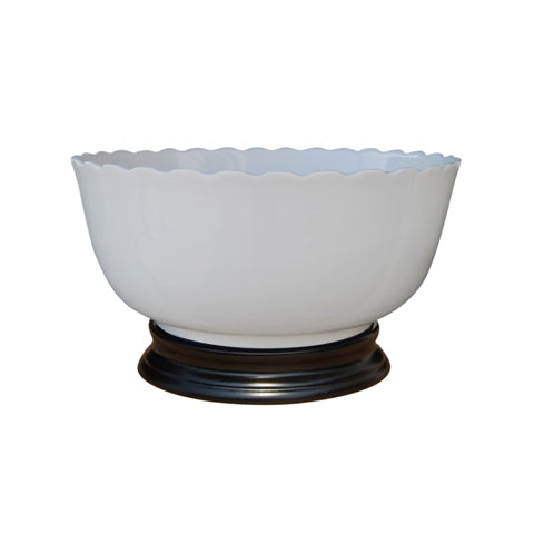 Mono Color White Centerpiece Porcelain Scalloped Bowl 14" Diameter Stand Included