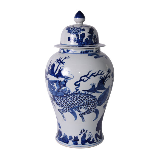 Blue and White Kylin Porcelain Temple Jar 21